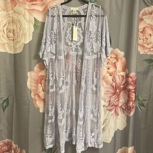 Rachel Zoe blue lace boho coverup OS